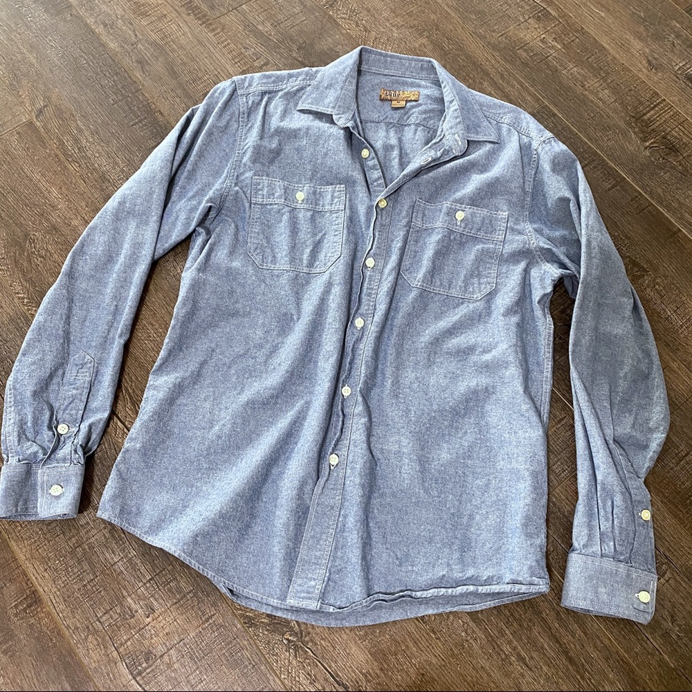 Blue Pronto Uomo Mens Casual Button Down Top Long Sleeved Shirt Size Medium